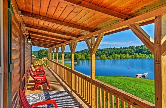 Lakefront Cabin with On-Site Waterfall and Hiking