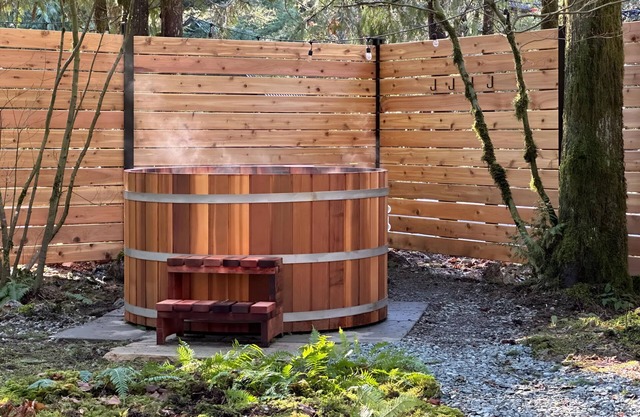 Cozy Nordic style cabin with cedar barrel hot tub