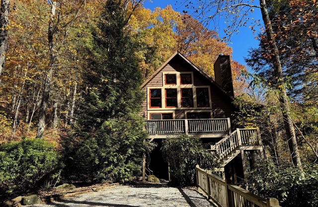 Creekview Cabin | Screened Porch With Indoor Wood Burning Fireplace