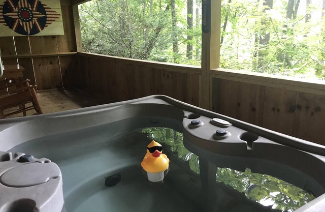 Abrazar y relajarse- Jacuzzi privado, chimenea, romántico, con vista, WiFi gratis, Se aceptan mascotas