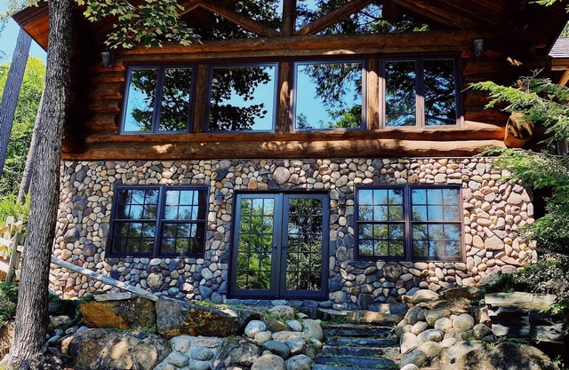 Custom vista al lago de registro de casas de 100 pies de la orilla del mar