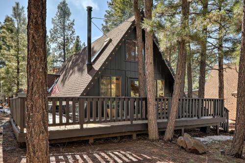 Deck and Forest Views Munds Park A-Frame Cabin