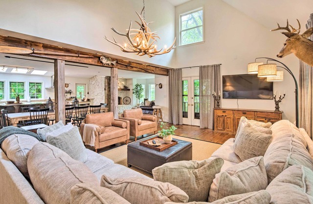 Deck w/ Fireplace: Pet-Friendly Lake Lure Retreat
