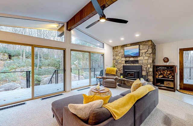 Dog-friendly home near state parks with firepit, pool table, fireplace, & decks