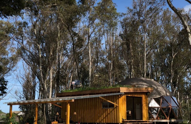 Dome house in the nature, forest and beach