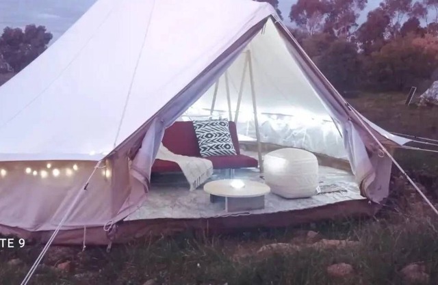 Eight Glamping tents on 45 stunning acres. Serenity of Heathcote Glamping Park