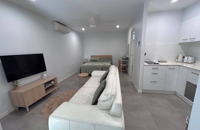 Entire studio with kitchenette, bathroom and outdoor area