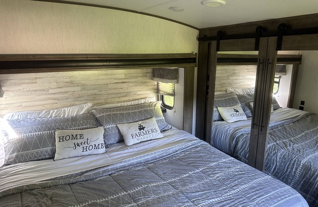 Family friendly RV on a private, peaceful campsite. Beautiful dark night skies.