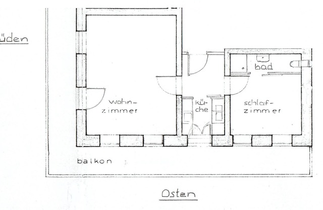 Ferienwohnung für 2 Personen mit 1 Schlafzimmer und Wohnzimmer. Süd- und Ostbalkon, Liegewiese