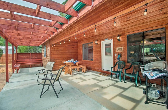 Fire Pit, Fenced Yard: Overgaard Cabin Near Hiking
