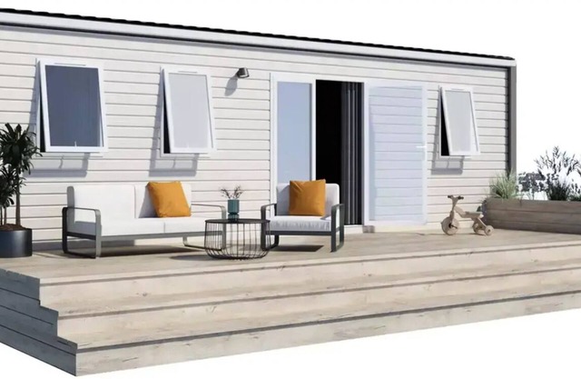 Flower Camping Vitamin **** - NEW / Premium mobile home 32m² (3 bedrooms) + Covered terrace + TV + Air conditioning for 6 people