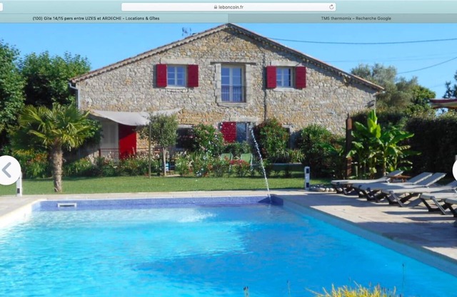 Mas completely restored along the river between Ardèche and Provence, 14 people