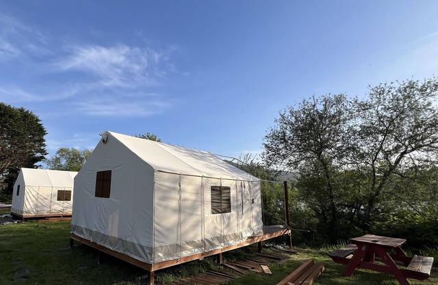 Glamping tent on the river.