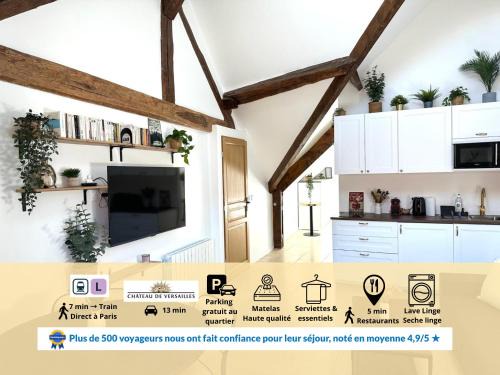 Grand 35m2 calme - Famille & pro, près Versailles