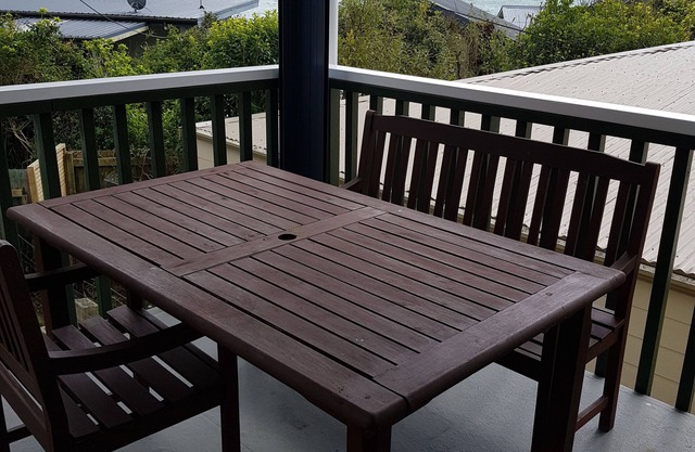 Great views from this double storey bach. Very close to sandy beach.