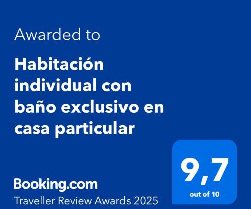 Habitación individual con baño exclusivo en casa particular