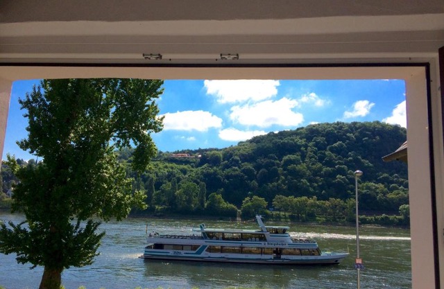 Haus am Ufer mit Rheinpanoramablick