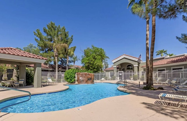 Here's to a relaxing stay...pool, spa, sauna, shaded walkways? Ahhh..no cares.