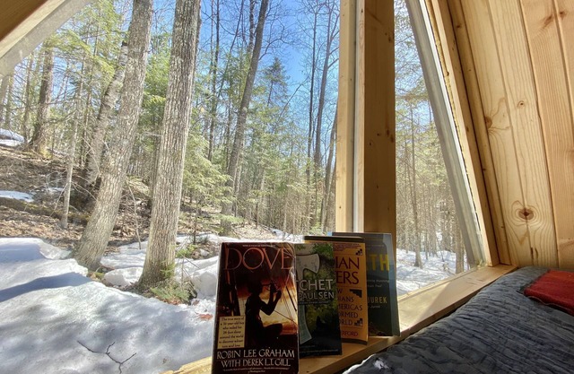 Hike-in, Off-Grid Camping: an A-frame Cabin
