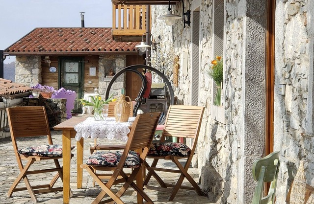 Historic house in rustic style and surrounded by nature