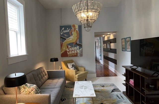 Historic loft apartment in downtown Frankfort, TWO blocks from Lake Michigan!