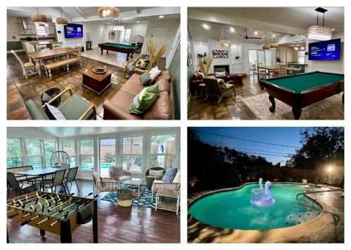 Houston Luxe Private Retreat for 16 people with Heated Pool, Big Sunroom, Billiards
