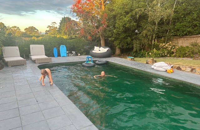 Huge three-level house with commanding views of the water. Pool and tennis court