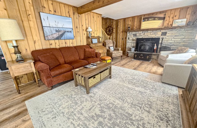 Incredible lakefront house with cottages, dock, fire pit, decks, & amazing views