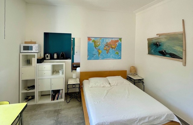 Individual bedroom and bathroom, entrance and garden