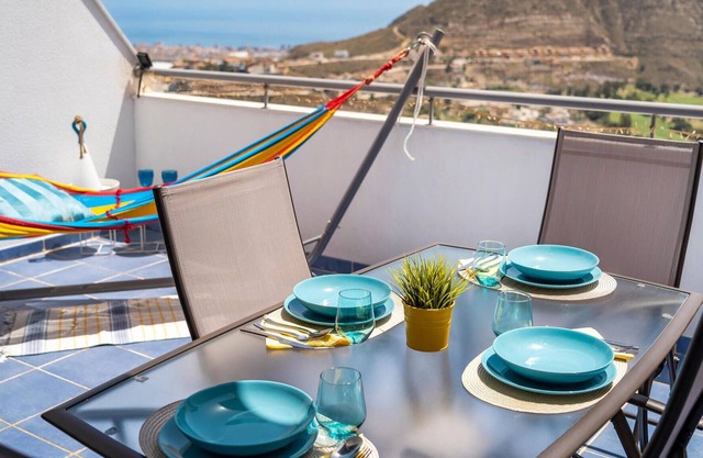 Inviting vacation apartment with panoramic view from the terrace.