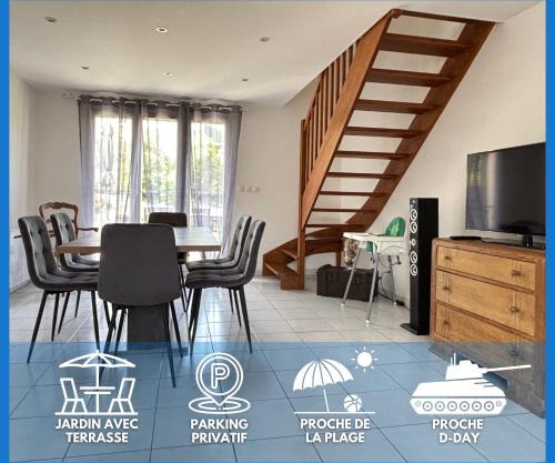 Jolie Colombe, maison 3 ch 2 sdb beau jardin terrasse aménagée à 15 mn à pied de la mer et centre Port en Bessin proche Omaha Beach et Bayeux