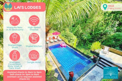 Lai's Lodges - Quiet Jungle Retreat w River & Jungle Views, 4Km to Central Ubud