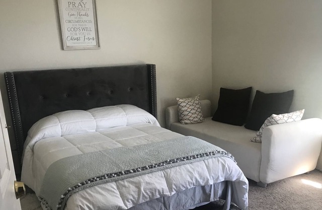 Lake and mountain view bedroom in a custom home Hesperia