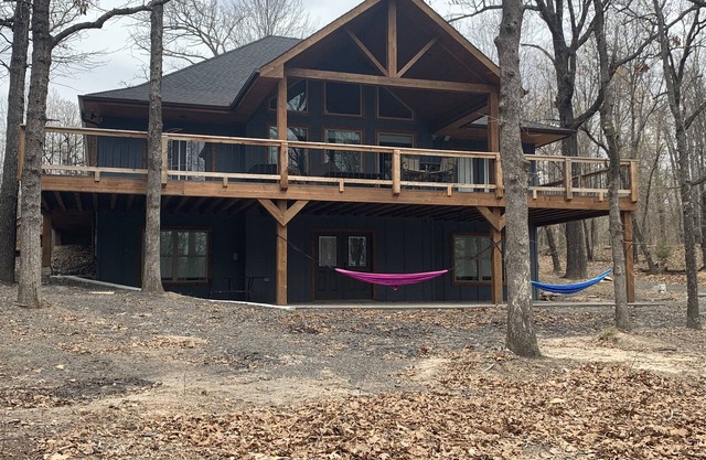 Lake cabin in the woods