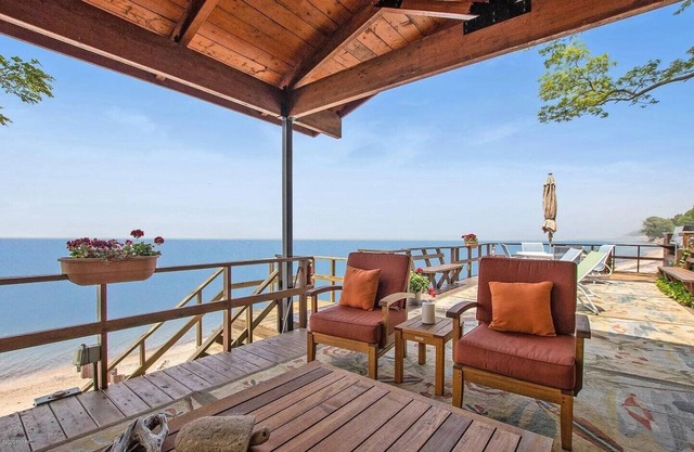 Lake MI Beach Home with private white sand beach