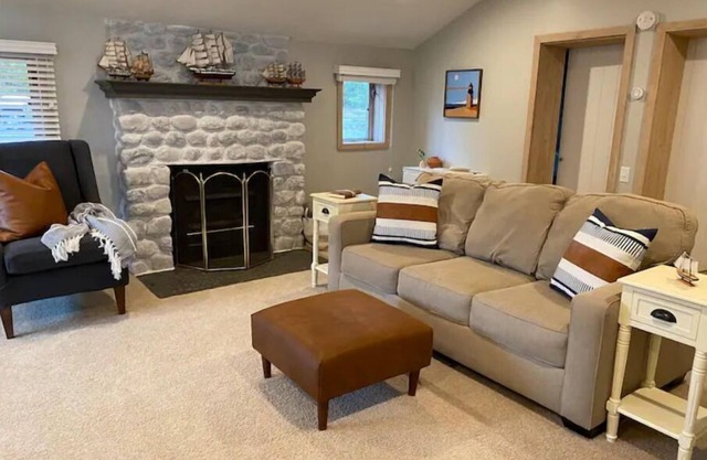 Lakefront Cabin with Sandy Beach, Deck & Firepit!