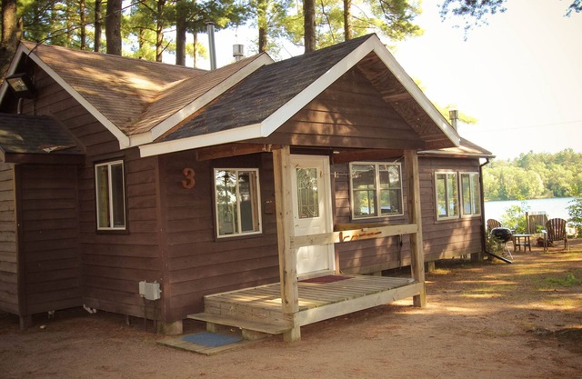 Lakefront level cottage just 35' from the water on premier Hayward, WI lake.