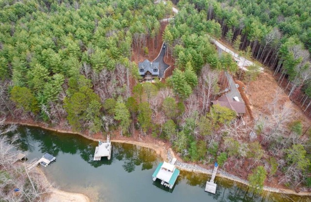 Lakefront on Lake James with dock, boat slip, and hot tub