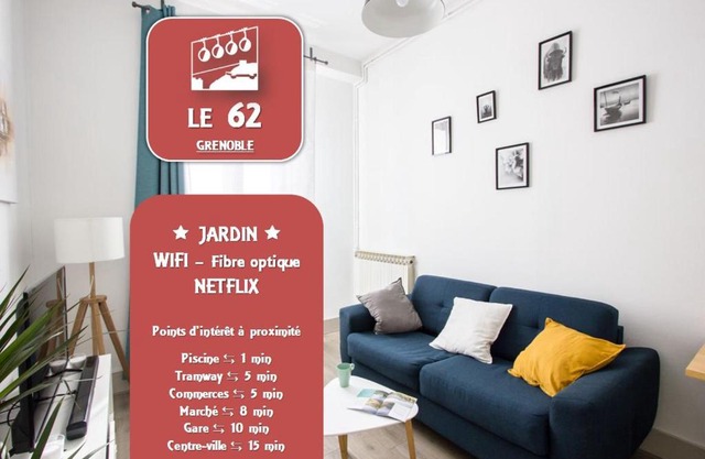 Le 62 - Spacieux T2 avec JARDIN, parking & tramway