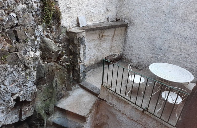 Le Lys holiday home, private courtyard and sauna.
