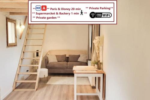 Le Petit Noisy entre Paris et Disney, proche Centrex avec Jardin privatif et parking