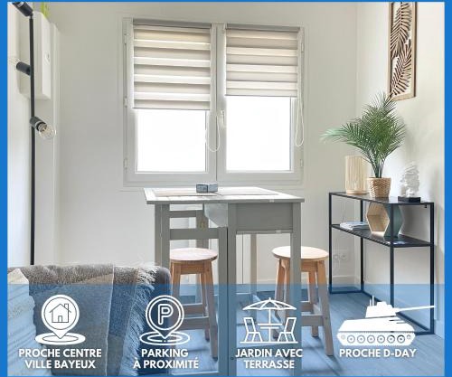 Les chats pitres Maison au calme rénovée avec jardin, terrasse aménagée, transats, abri à vélo, parking gratuit, 5 mn à pied du centre Bayeux proche des plages du débarquement
