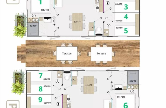 LODGE TWIN 12PERS 6CH 2SDB 6 Personen