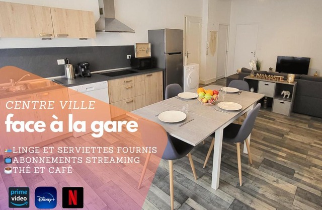 Logement spacieux - Face à la gare et centre-ville