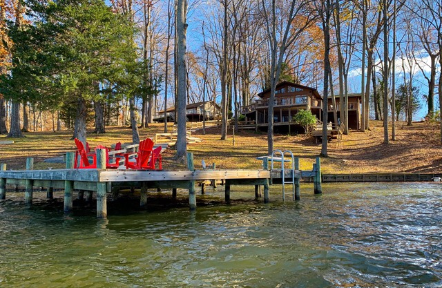 Lovely lakefront home with private brand-new dock, game room, beach, boat access