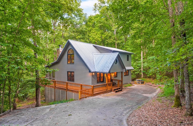 Lovely sunlit home with deck, hammock, jetted tub, foosball, & fire pit
