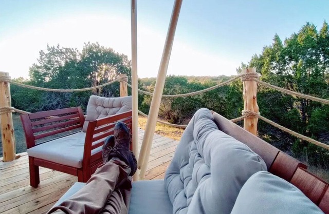 Luxe safari tent + river & exotic wildlife