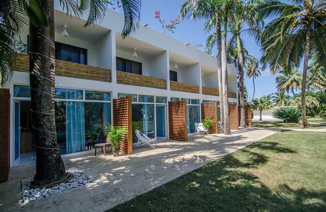 Luxurious hotel room on sandy beach