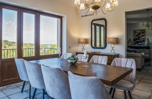 Luxury hillside villa with country & sea views close to beaches