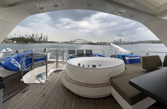 Luxury Super Yacht sleeps 10 Berthed amongst restaurants and cafes.